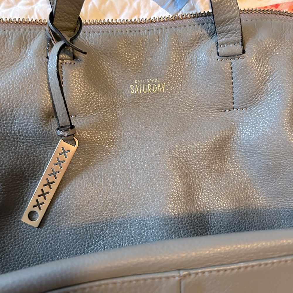 Kate Spade Saturday Satchel Crossbody Tote Gray Leather